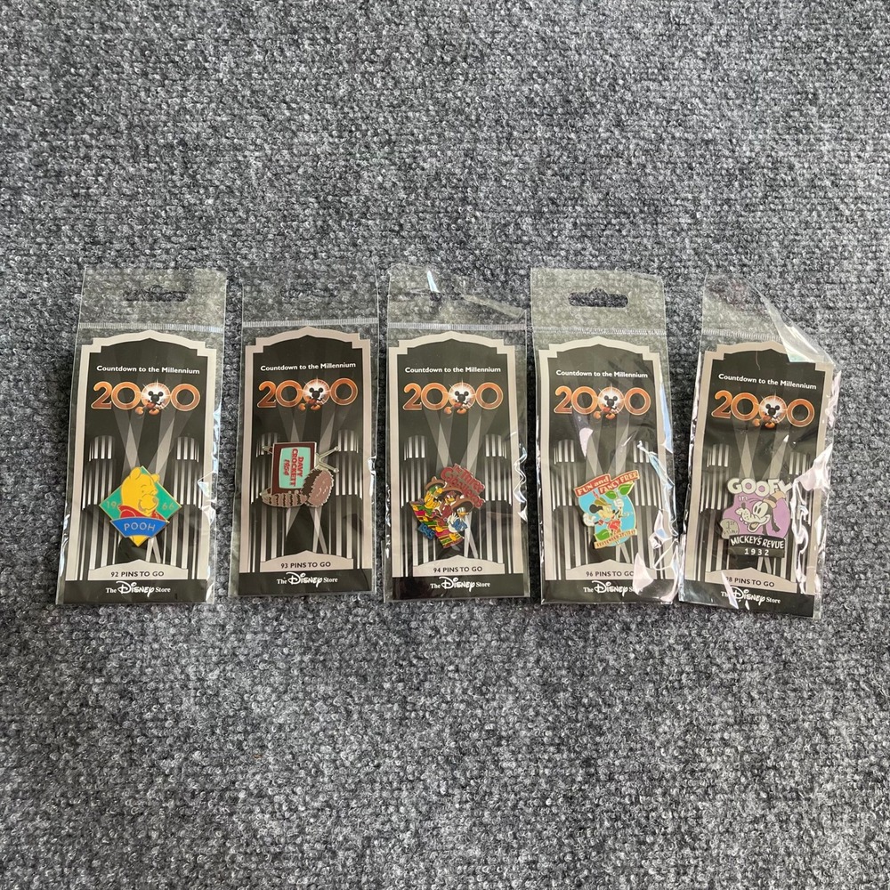 Disney Store Countdown to the Millennium 2000 Pin Lot Pooh‎ Goofy Caballeros 5pc
